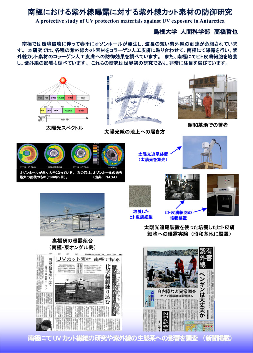 南極における紫外線曝露に対する紫外線カット素材の防御研究